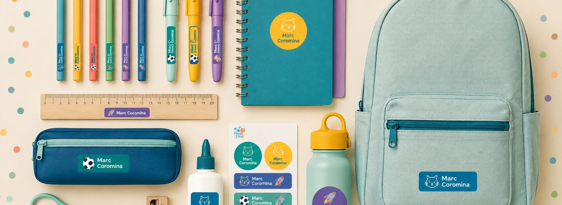 Etiquetas para el colegio · pegandtina.com