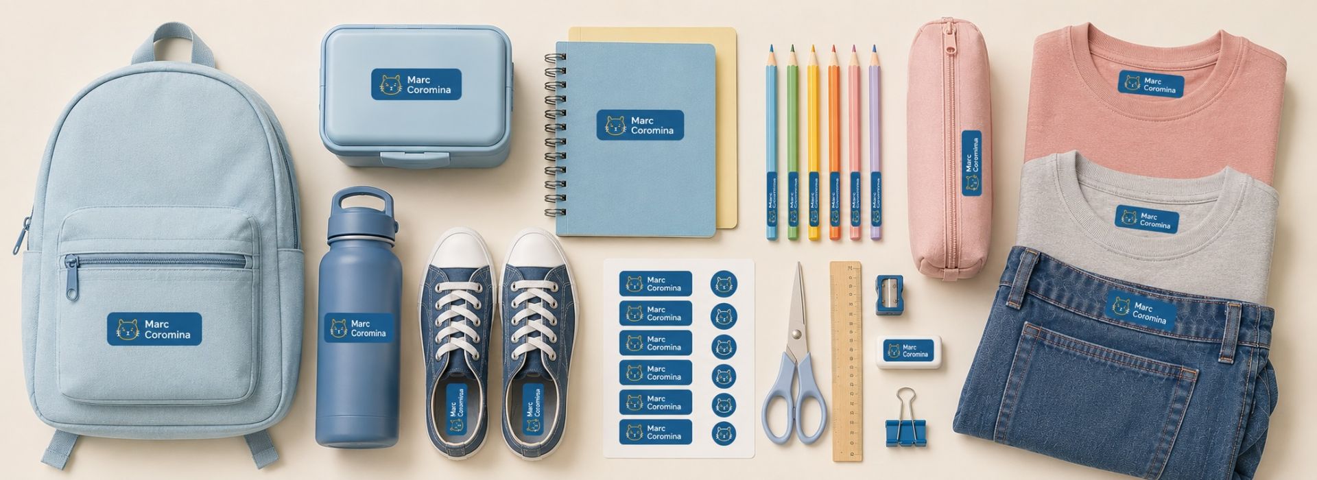 Etiquetas para el colegio · pegandtina.com